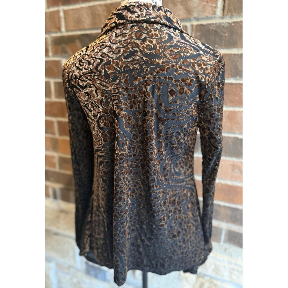 Sno Skins Small Burnout Velvet Blouse Cheetah Animal Print Brown Black Excellent - Picture 4 of 10